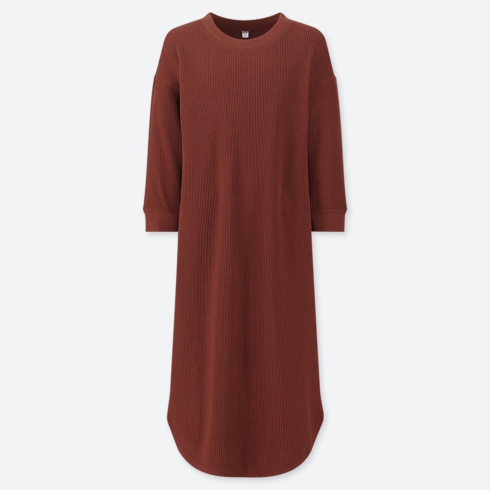 UNIQLO｜Waffle Crew Neck One Piece Dress in Brown Sz XS